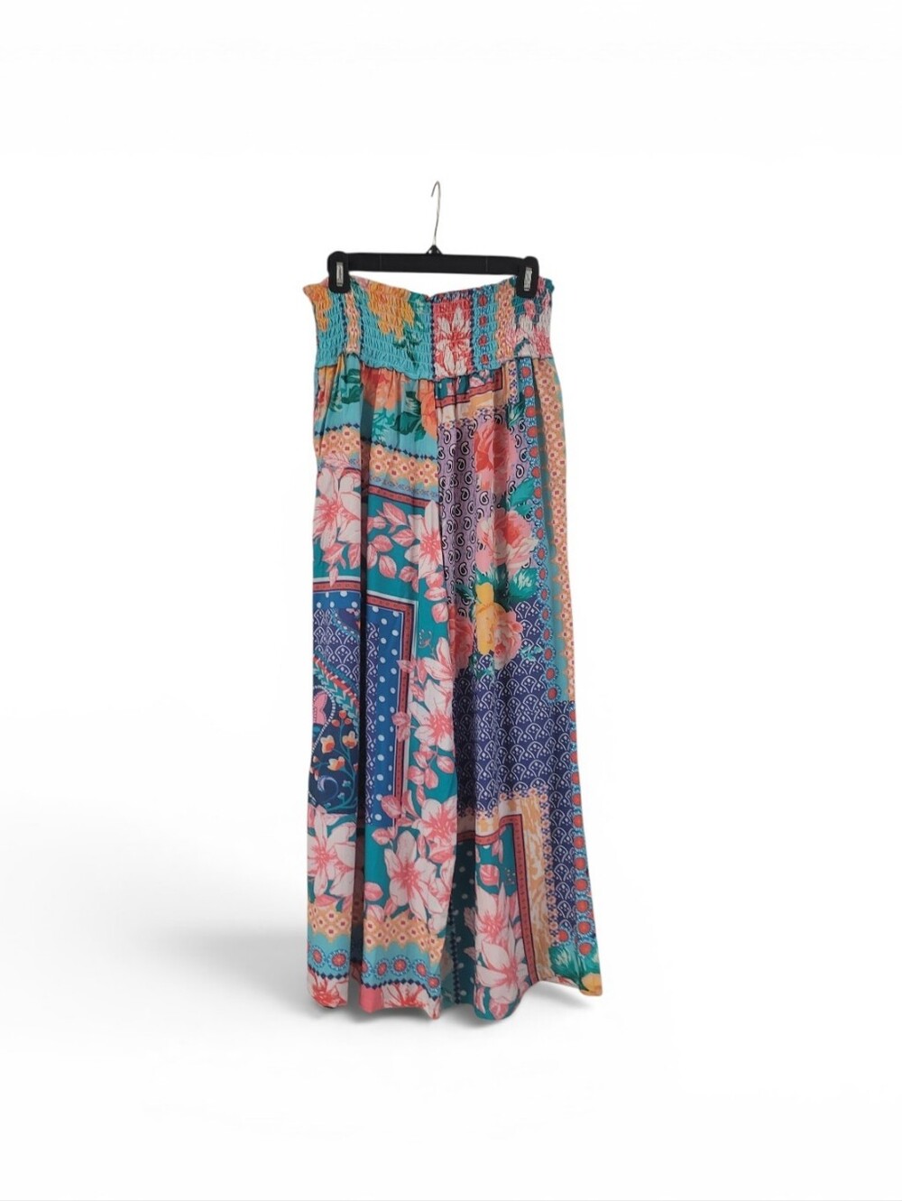 Tolani Collection Floral Patchwork Wide Leg Pants Large Smocked Waist Boho - Picture 2 of 5